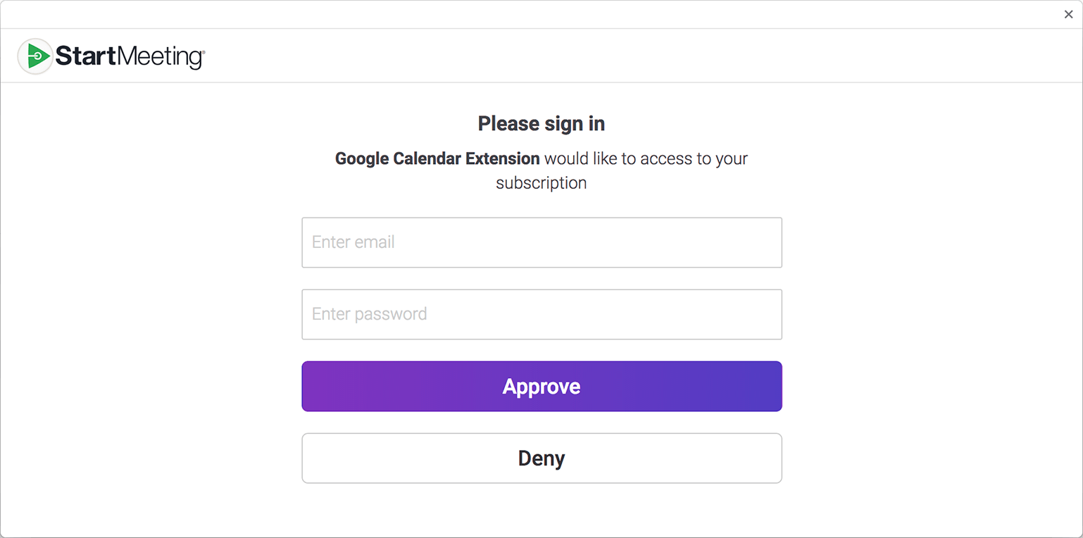 StartMeeting.com Log In to Google Calendar Extension